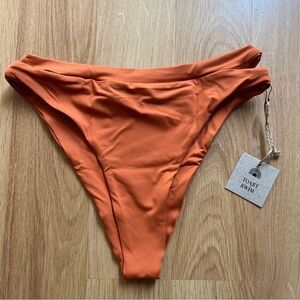Toast swim cut out bottom eco friendly bikini in rust red color